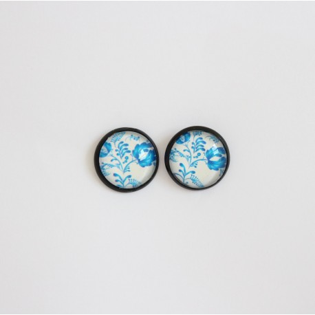 Náušnice - Napichovacie - Modrý foklór 2